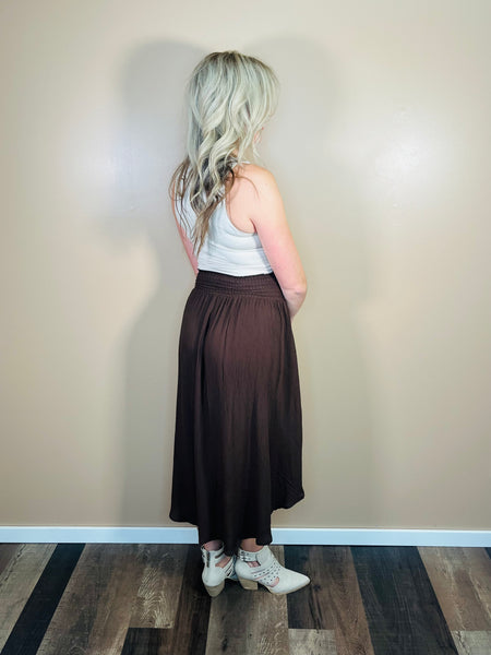 Maxi Skirt with Pockets - Brown