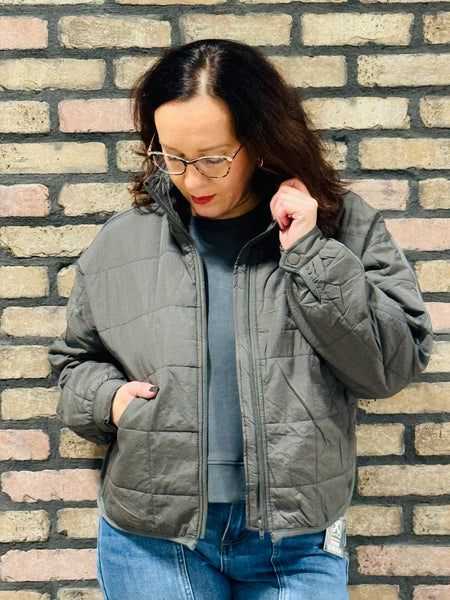 Quilted Puffer Jacket - Charcoal