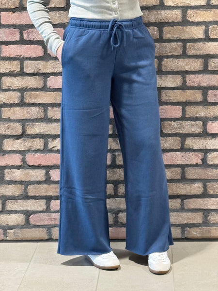 Raw Hem Sweatpants - Indigo Blue