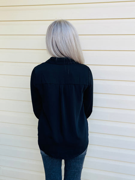 Flap Placket Shirt - Black