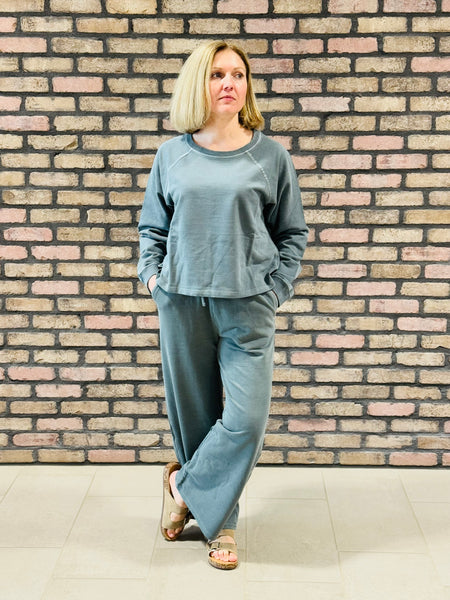 French Terry Pullover and Pants Set - Ash Jade