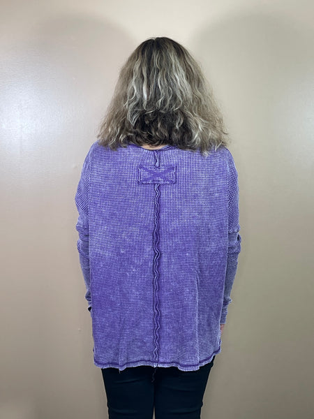 Oversized Baby Waffle Top - Violet