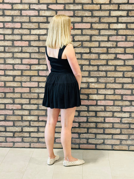 Sweetheart Neckline Romper - Black