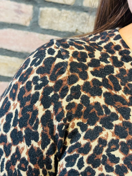 Leopard Print Sweater - Brown