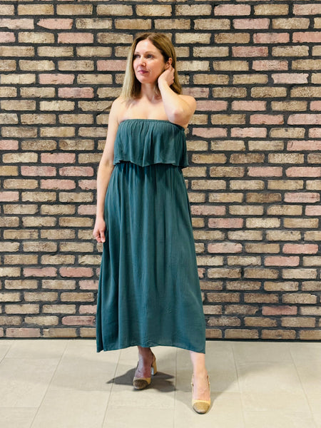 Crinkle Strapless Maxi Dress - Ash Jade