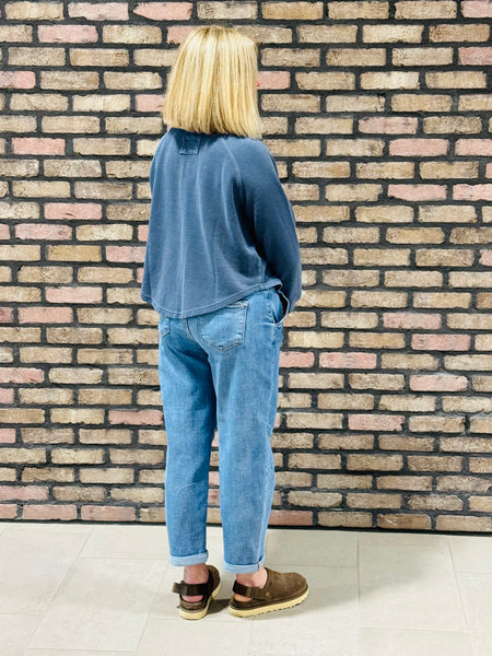 Henley Half Snap Top - Denim