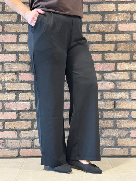 Micro Waffle Bootcut Trousers - Black