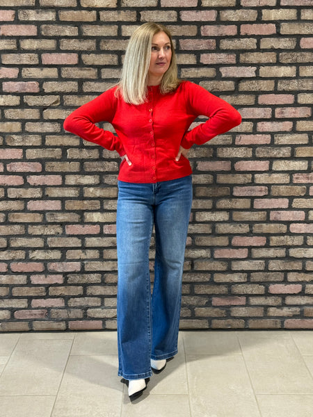 Button Down Cardigan - Red