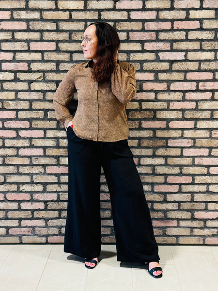 Button Down Chiffon Shirt - Camel