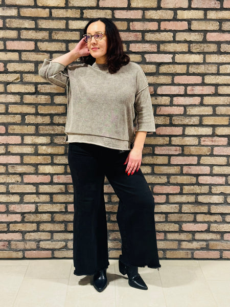 Tummy Control Palazzo Jeans - Black