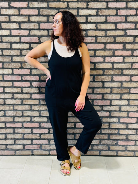Spaghetti Straps Jumpsuit - Black