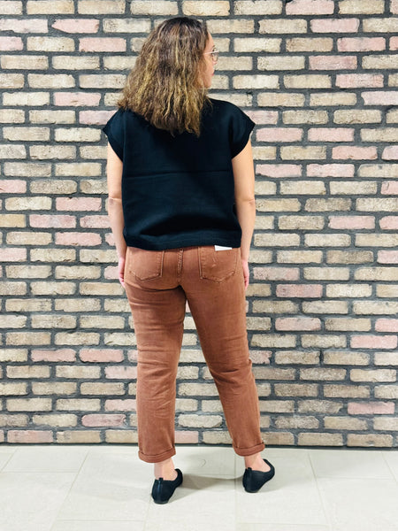 High Rise Boyfriend Jeans - Espresso