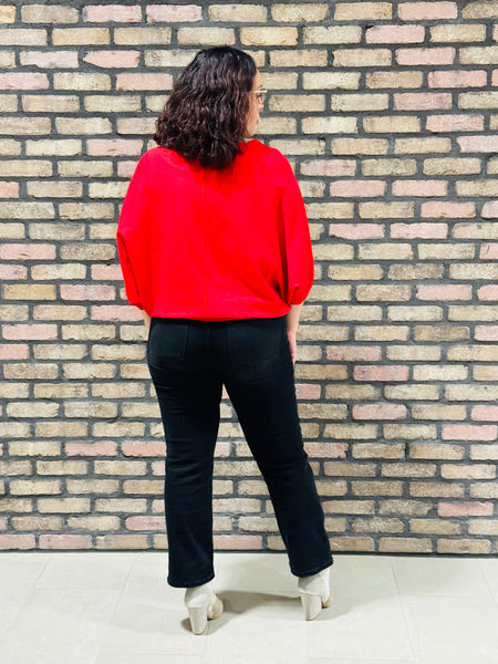 V-Neck Dolman Sweater - Ruby