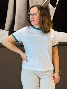Contrast Binding Tee - Hunter Green