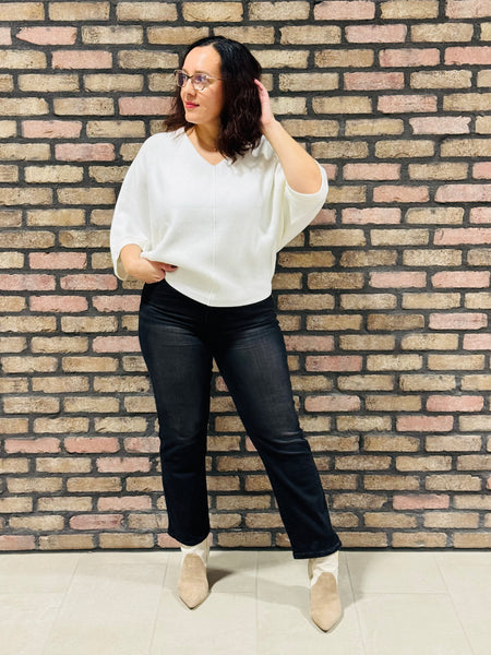 V-Neck Dolman Sweater - Ivory