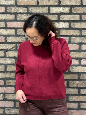 Front Seam Sweater - Cabernet