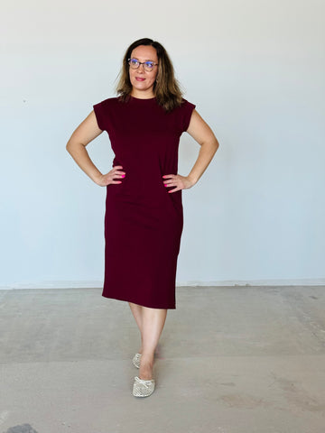 Casual Midi Dress - Cabernet