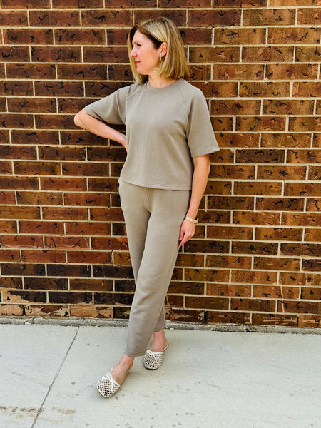 Soft Drape Cropped Pants - Warm Grey