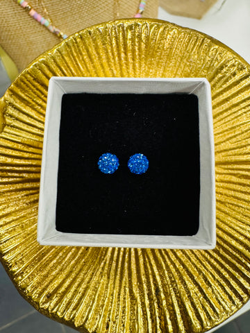 Crystal Ball Earrings - Royal Blue
