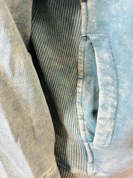 Acid Wash French Terry Pullover - Ash Blue