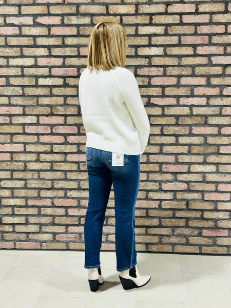 Tummy Control Crop Straight Jeans - Dark Wash