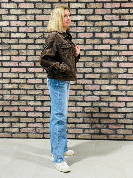 Vintage Denim Trucker - Brown Black