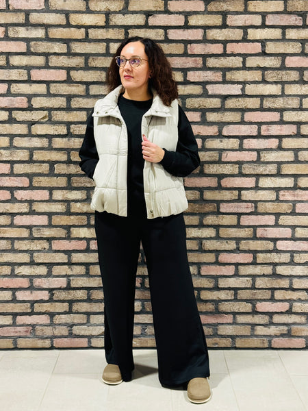 Zip-Up Puffer Vest - Cement