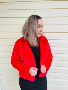 Faux Fur Jacket - Red