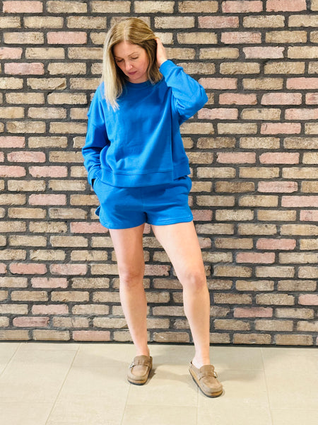 Fleece Sweatshirt & Shorts Set - Ocean Blue
