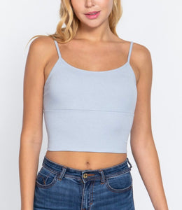 Bra-Cup Cami Crop Top - Water Blue