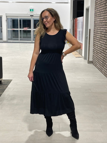 Tiered Midi Dress - Black