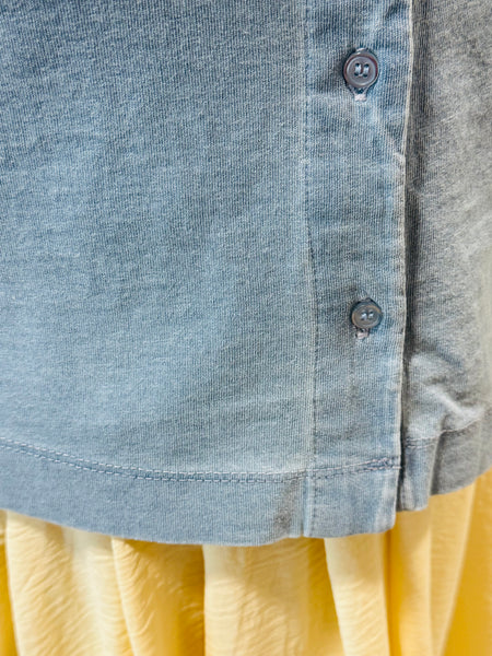 Side Slits Washed Vest Top - Light Denim