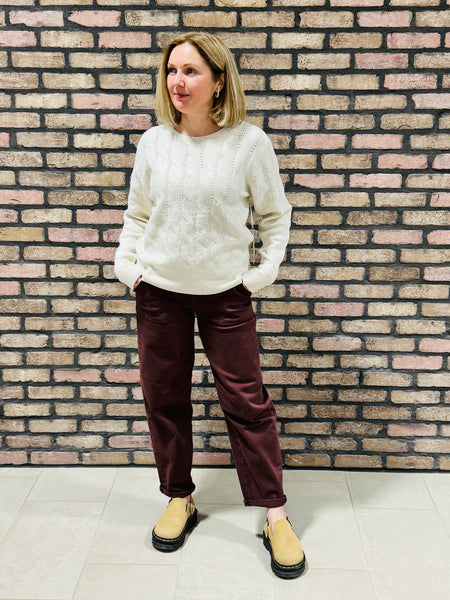 Textured Cable Sweater - Ivory