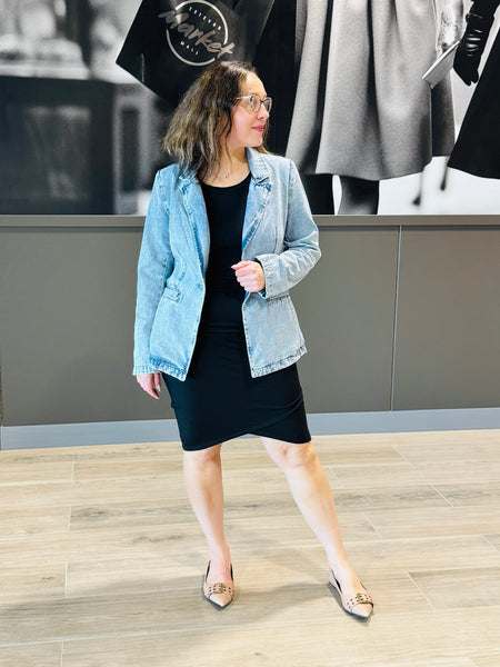 Washed Denim Blazer - Light Wash