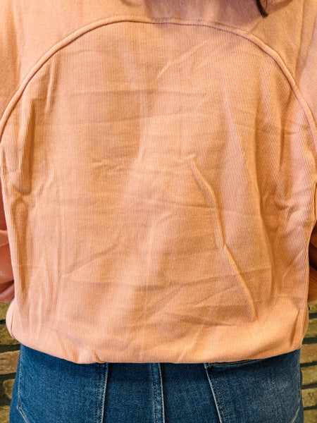 Half Zip Sweatshirt Pullover - Dusty Pink