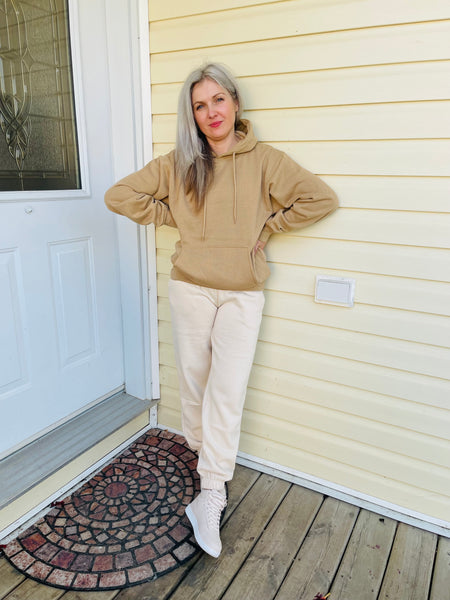 Relaxed Fit Pullover Hoodie - Tan