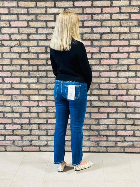 Tummy Control Straight Crop Jeans - Dark Wash