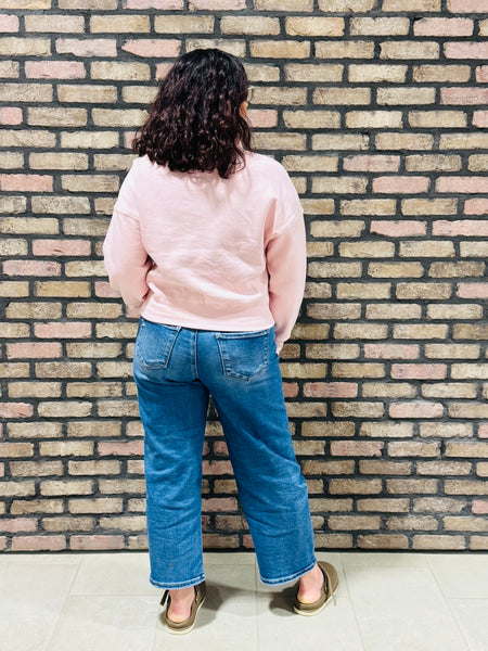 Half Zip Sweatshirt - Baby Pink