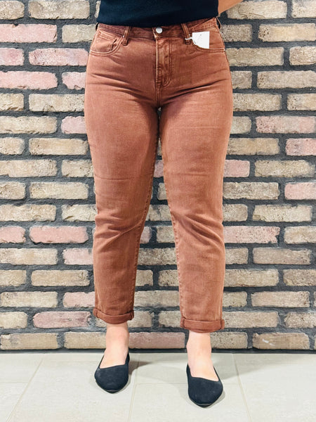 High Rise Boyfriend Jeans - Espresso