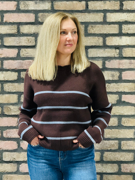 Striped Sweater - Chocolate Brown