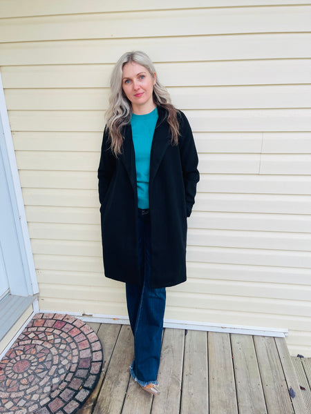 Open Front Coat - Black