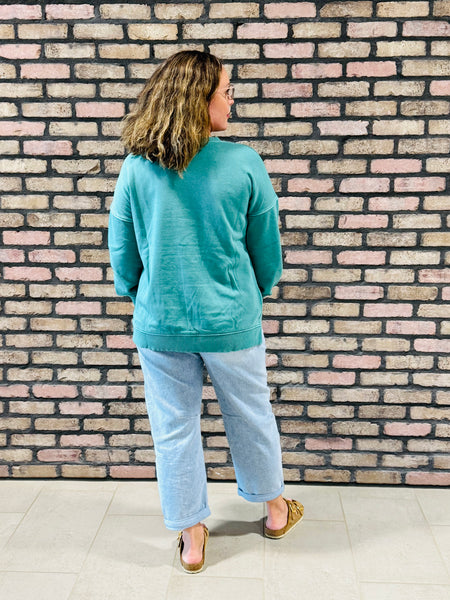 Pigment Dye Fleece Pullover - DK Green