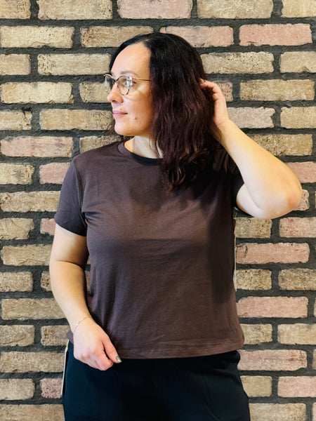 Cotton Short Sleeves Tee - Dark Chocolate