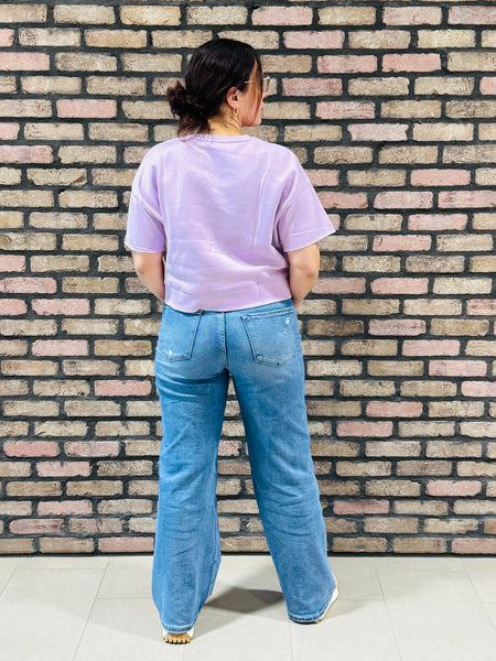 Soft Short Sleeves Sweatshirt - Lavender