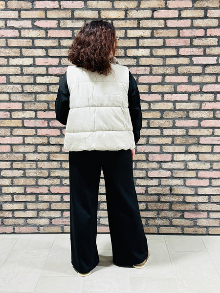 Zip-Up Puffer Vest - Cement
