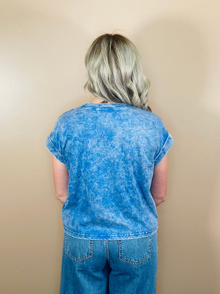 Washed Cotton Tee - Classic Blue