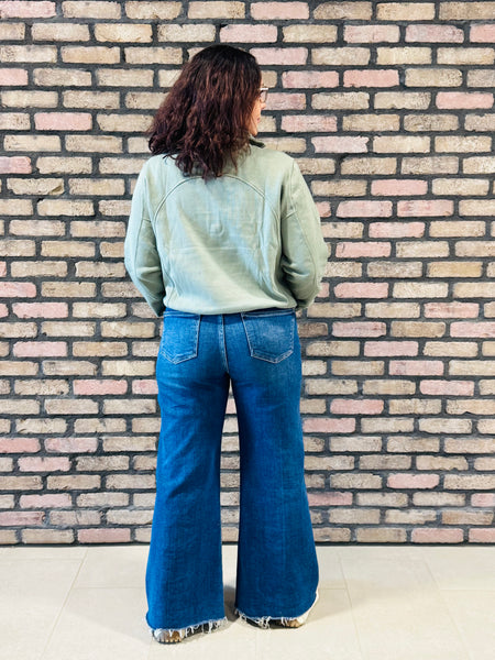 Half Zip Sweatshirt Pullover - Dusty Sage