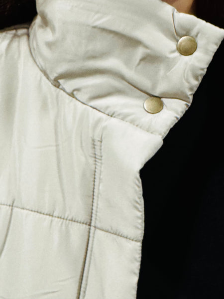 Zip-Up Puffer Vest - Cement