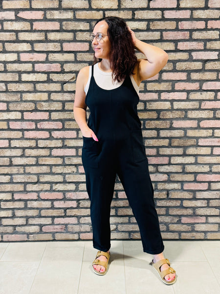 Spaghetti Straps Jumpsuit - Black