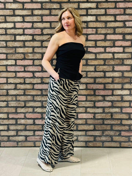 Fold Over Strapless Side Slit Top - Black